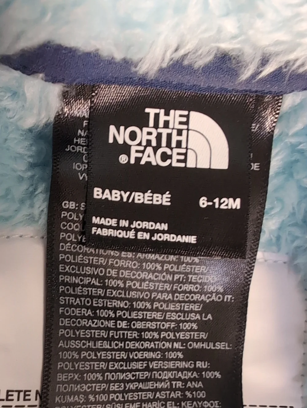 NWT The North Face Baby Bear Fleece Hooded One-Piece Suit - Shady Blue - Onesie